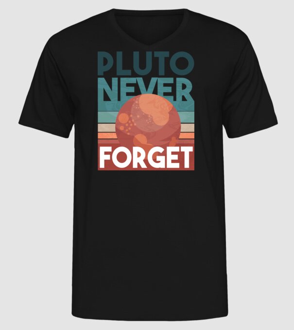 Pluto never forget model negru pe tricou