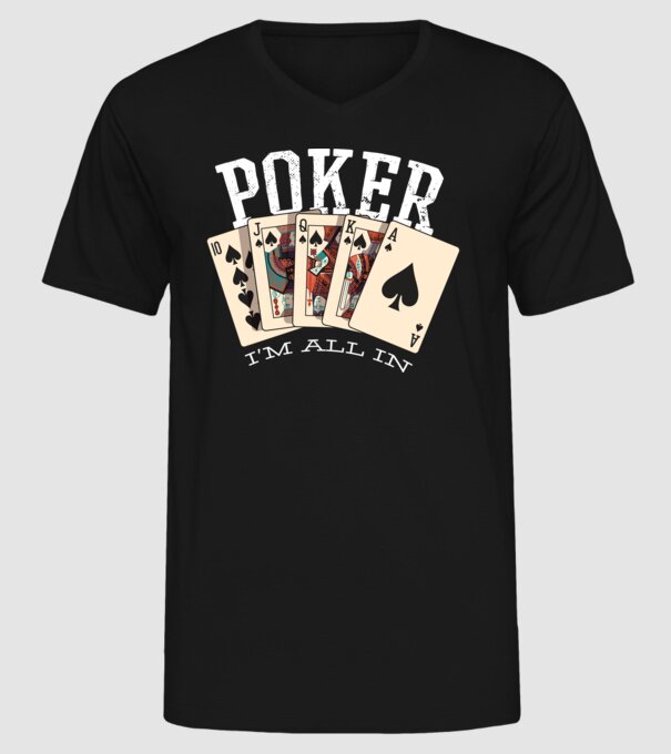 Poker All in model negru pe tricou