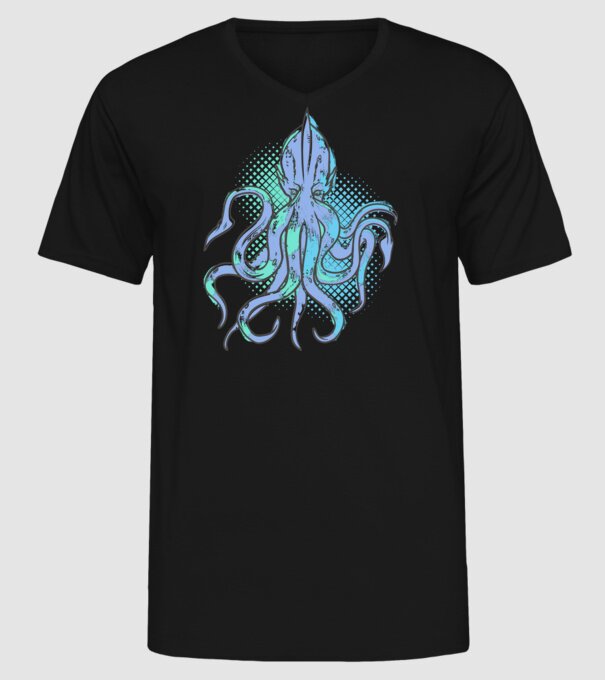 Cthulhu Caracatiță model negru pe tricou