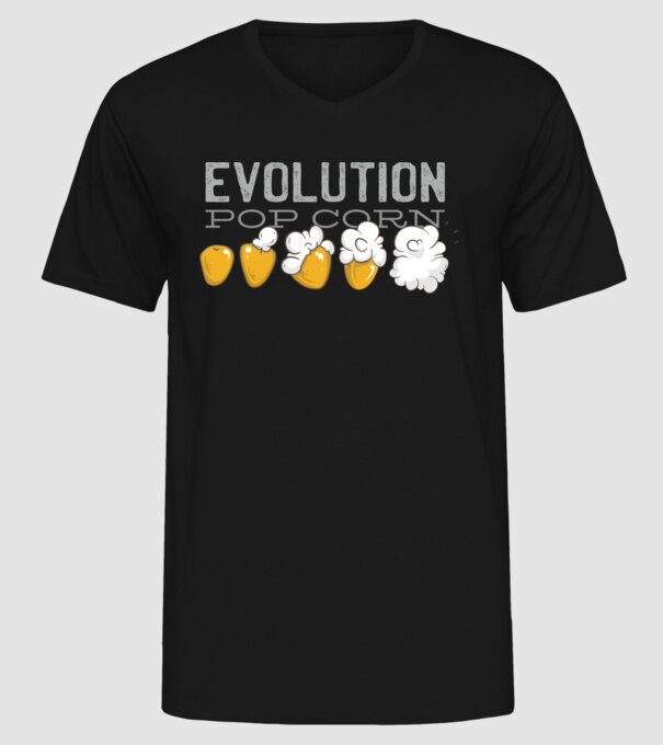 Evoluție Popcorn model negru pe tricou