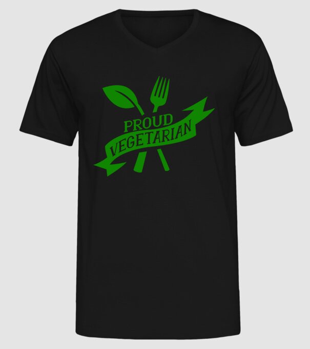 Proud Vegetarian model negru pe tricou