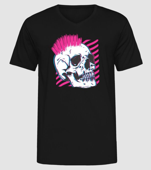 Craniu Punk model negru pe tricou