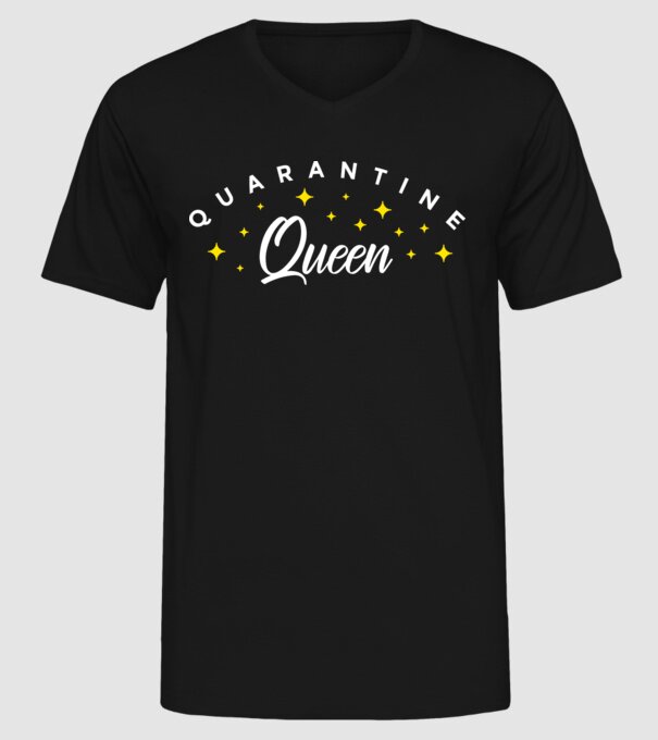 Quarantine queen model negru pe tricou