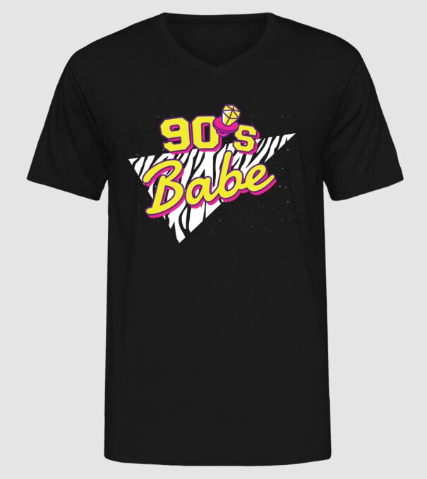 Retro 90s Babe model negru pe tricou