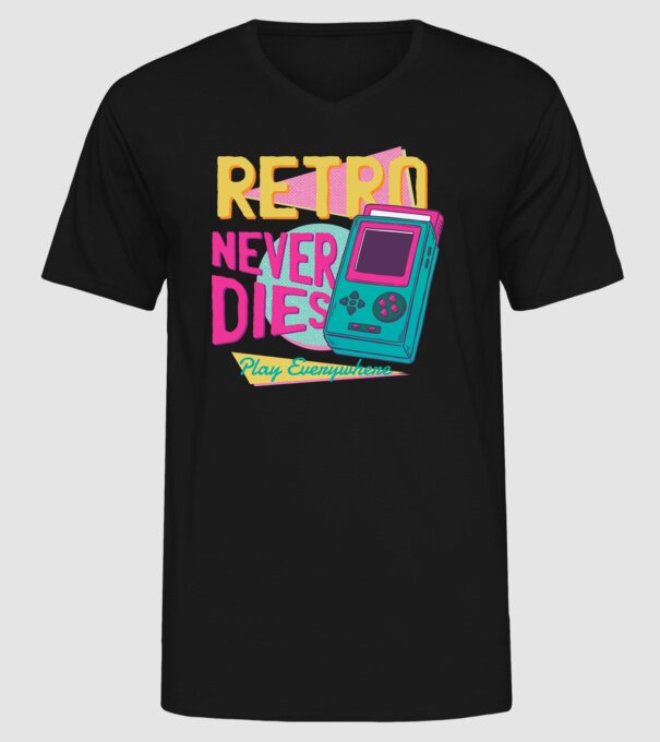 Retro Gameboy model negru pe tricou