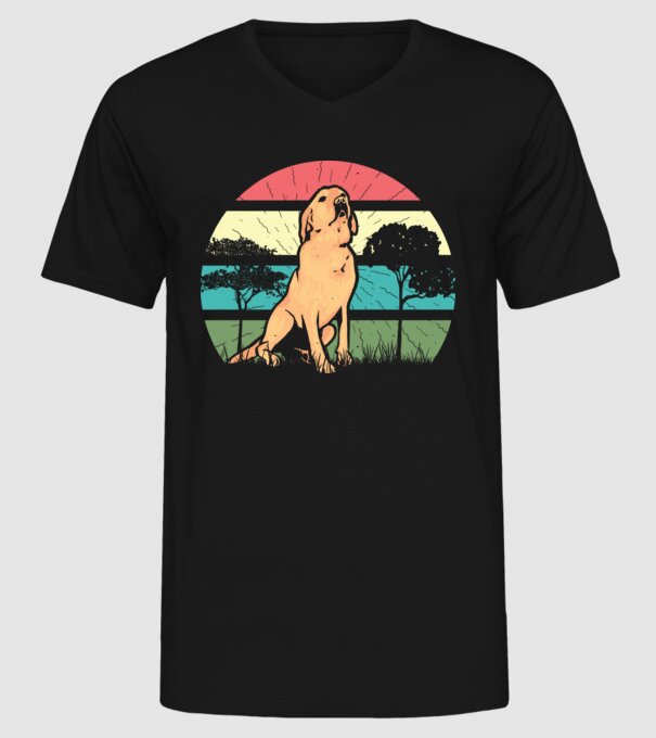 Golden Retriever retro model negru pe tricou