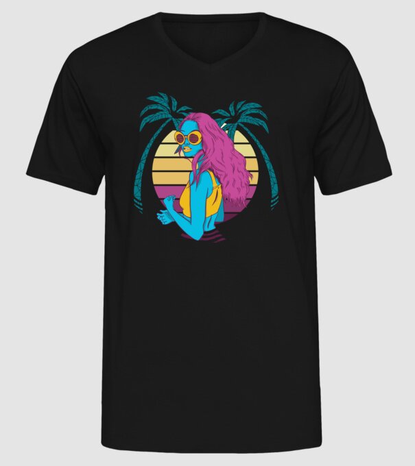 Fată Retro model negru pe tricou