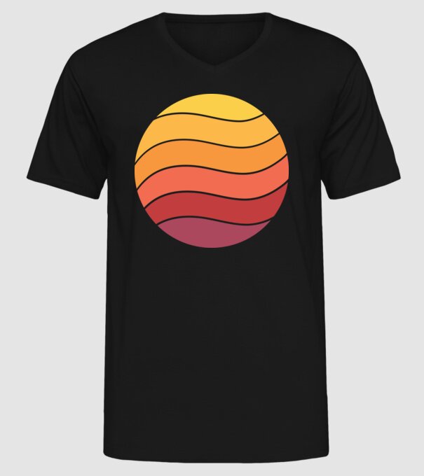 Fond Retro Apus de soare model negru pe tricou