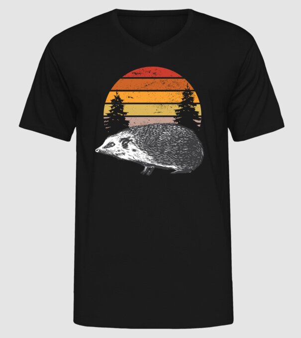 Arici Retro model negru pe tricou