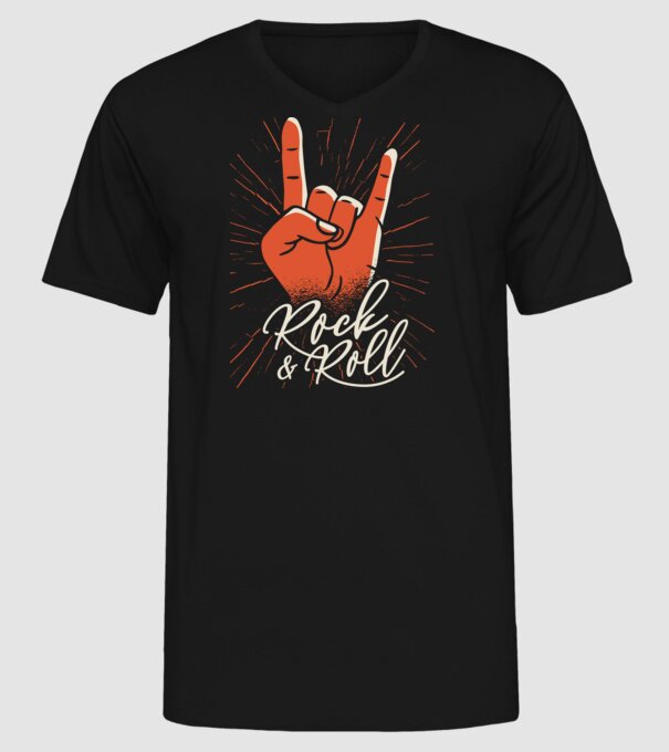 Rock and Roll model negru pe tricou