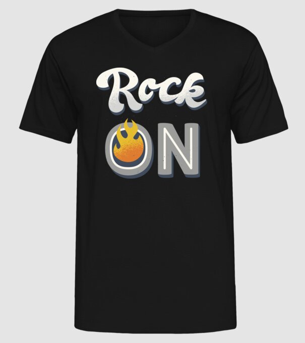 Rock On model negru pe tricou