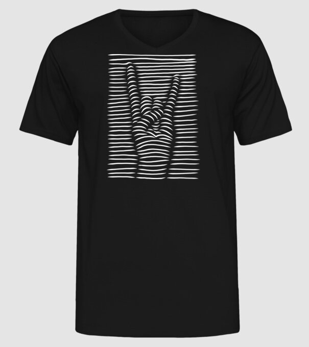 Mână Rocker model negru pe tricou