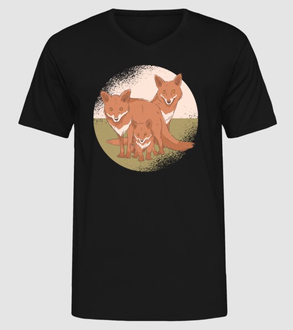 Familie Vulpe model negru pe tricou