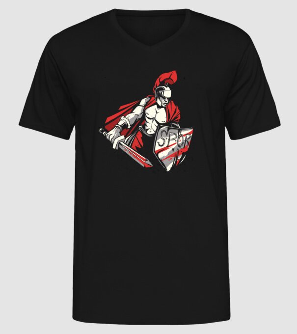 SPQR războinic Roman model negru pe tricou