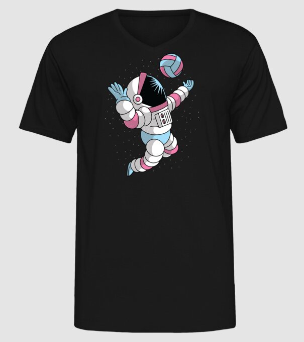 Astronaut voleibalist model negru pe tricou