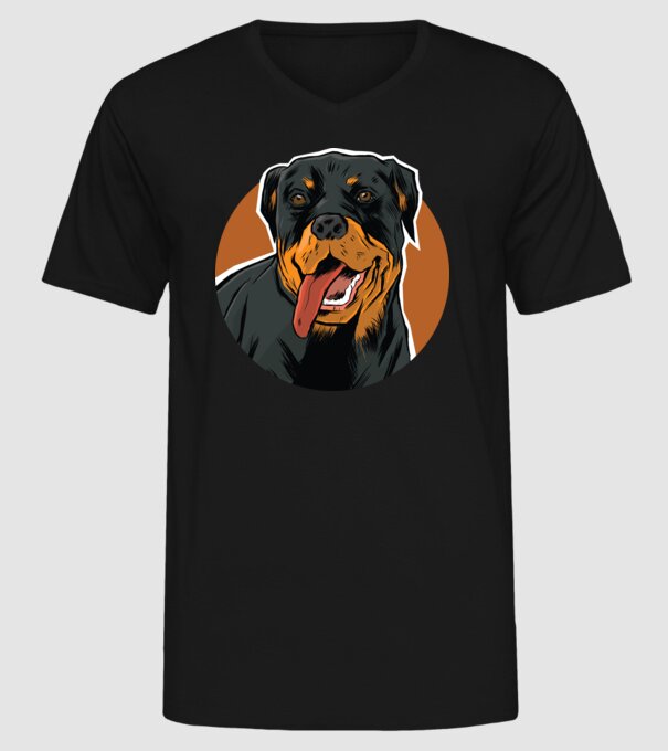 Tricou cu Câine Rottweiler model negru pe tricou