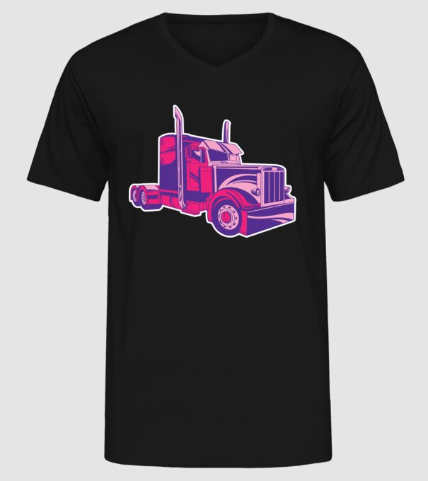 Camion roz model negru pe tricou