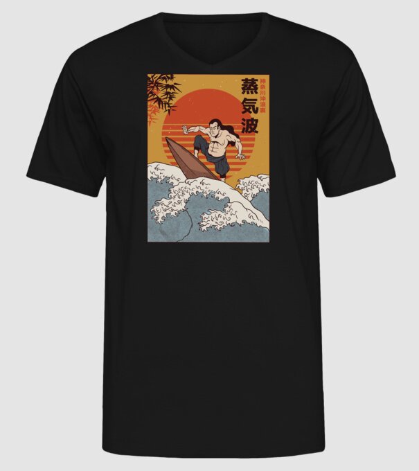 Samurai Surf model negru pe tricou