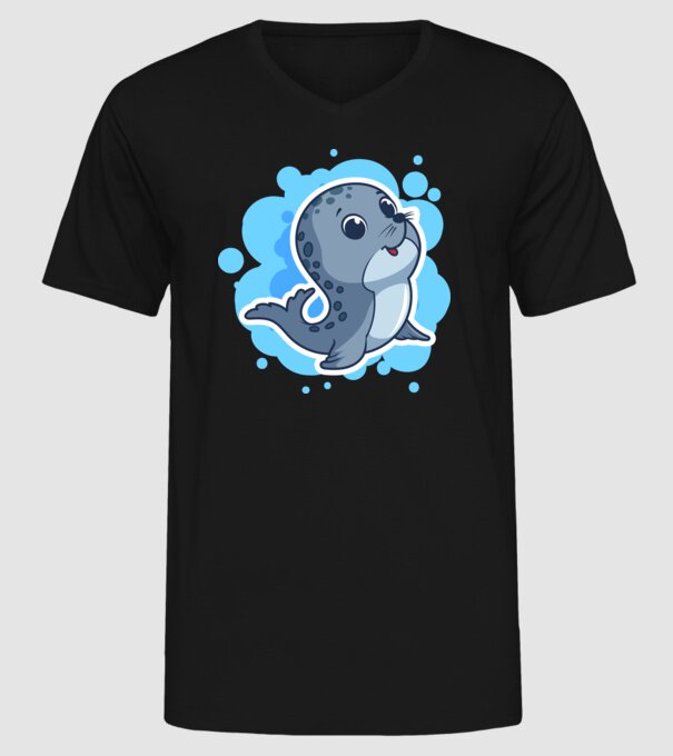 Sea Lion - Focă drăguță model negru pe tricou