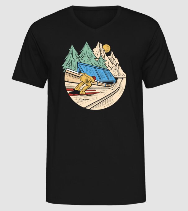 Săritor cu schiuri model negru pe tricou