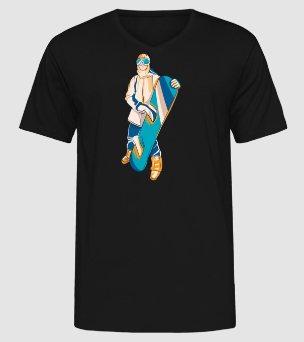 Snowboarder model negru pe tricou