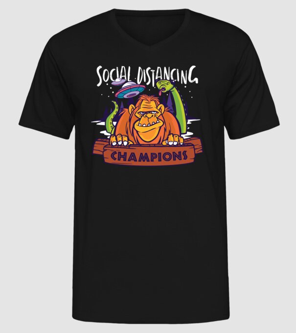 Campioni Social Distancing model negru pe tricou