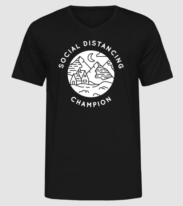 Social distancing champion model negru pe tricou