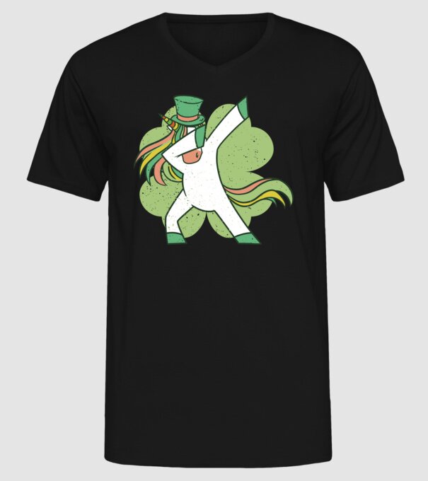 St Patrick Unicorn DAB model negru pe tricou