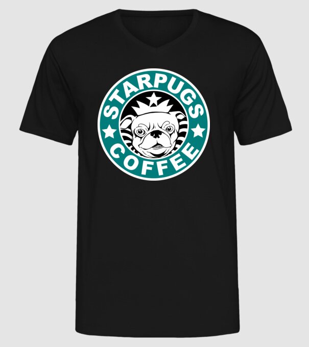 Starpugs Coffee model negru pe tricou