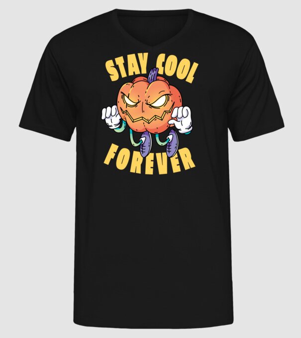Dovleac de Halloween Stay Cool Forever model negru pe tricou