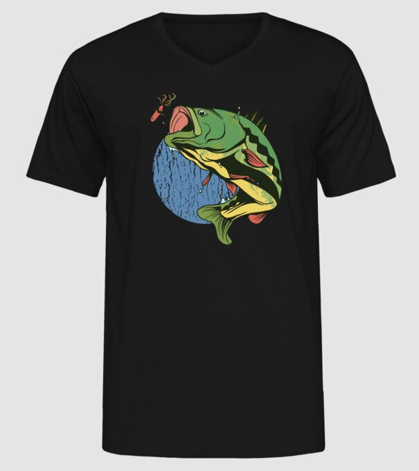 Biban Pescar model negru pe tricou