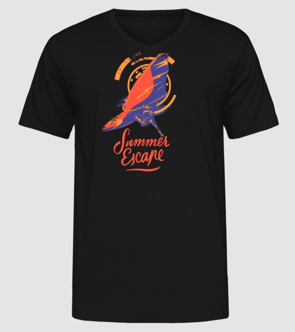 Summer escape Surf model negru pe tricou