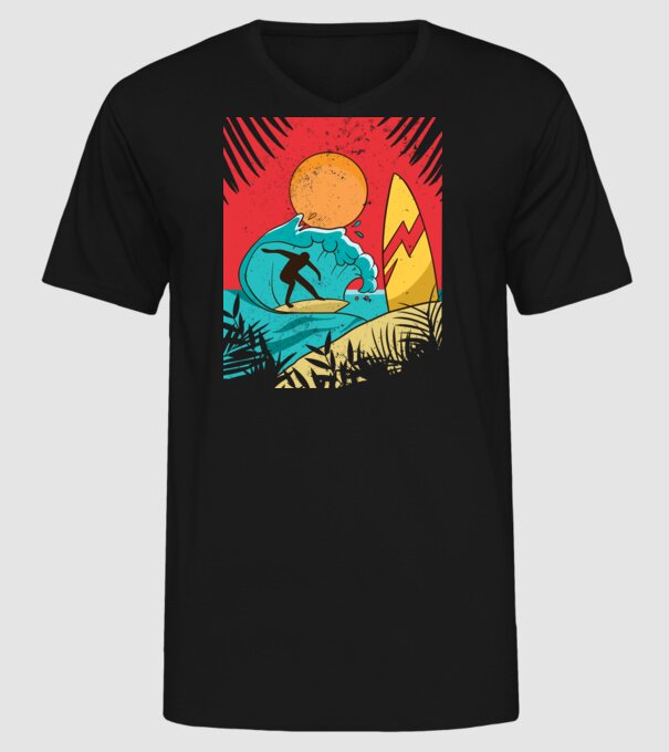 Afiș Surf model negru pe tricou