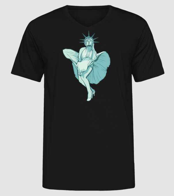 Statuia Libertății rușinos model negru pe tricou