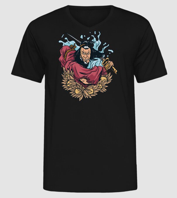 Samurai model negru pe tricou