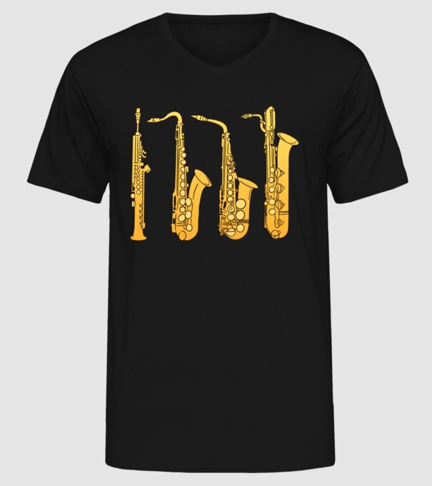Saxofoane model negru pe tricou