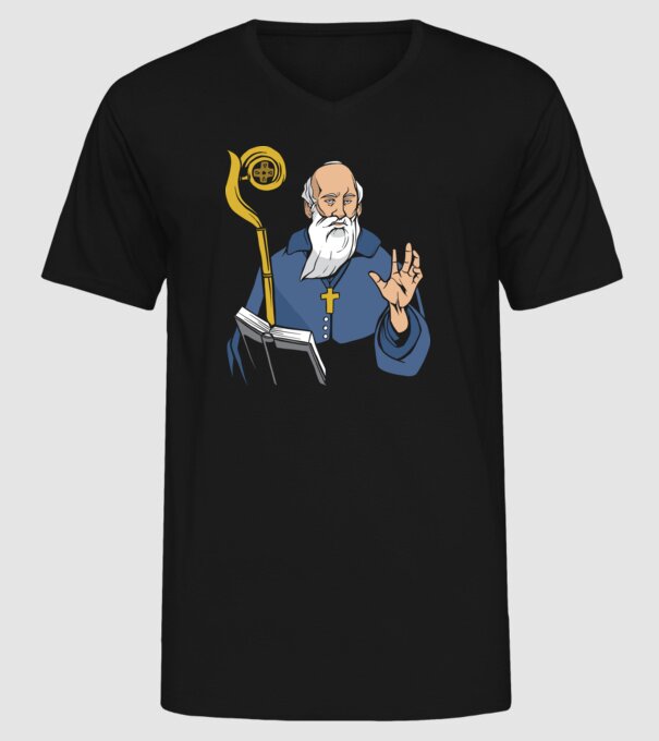 Sfântul Benedict model negru pe tricou