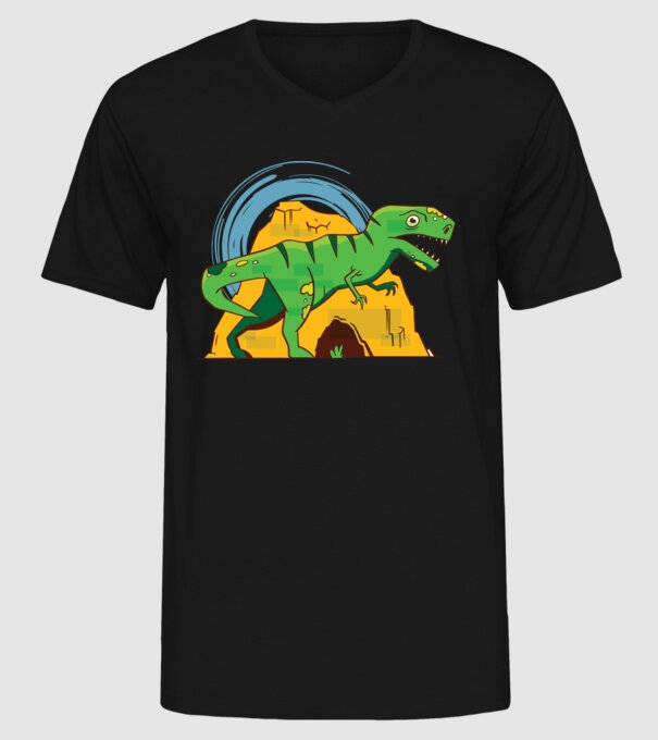 Dinozaur T-rex model negru pe tricou
