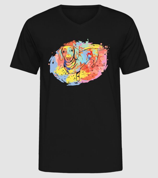 Teckel colorat model negru pe tricou