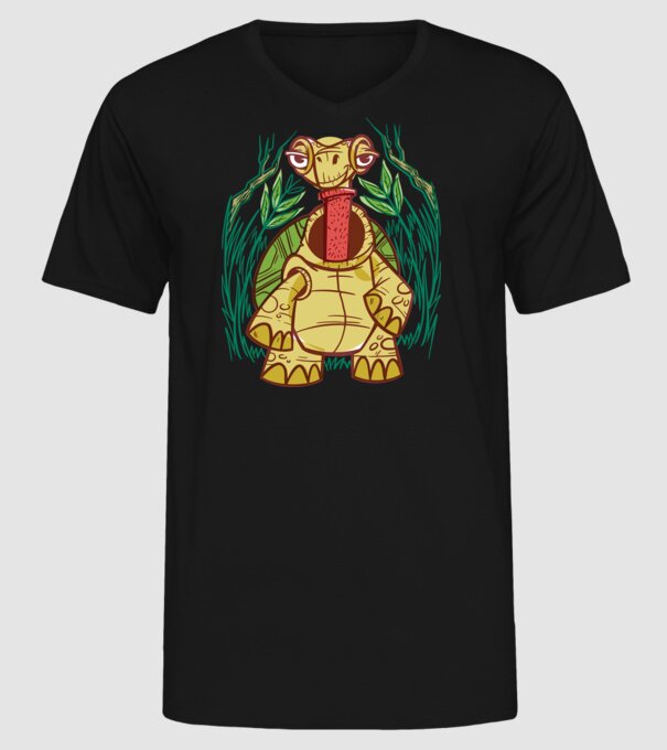 Gât Broască țestoasă model negru pe tricou