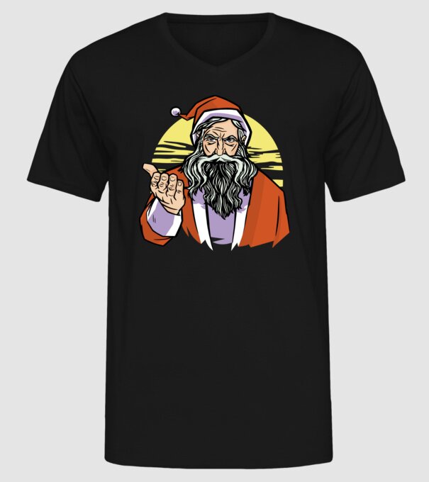 Moș Crăciun model negru pe tricou