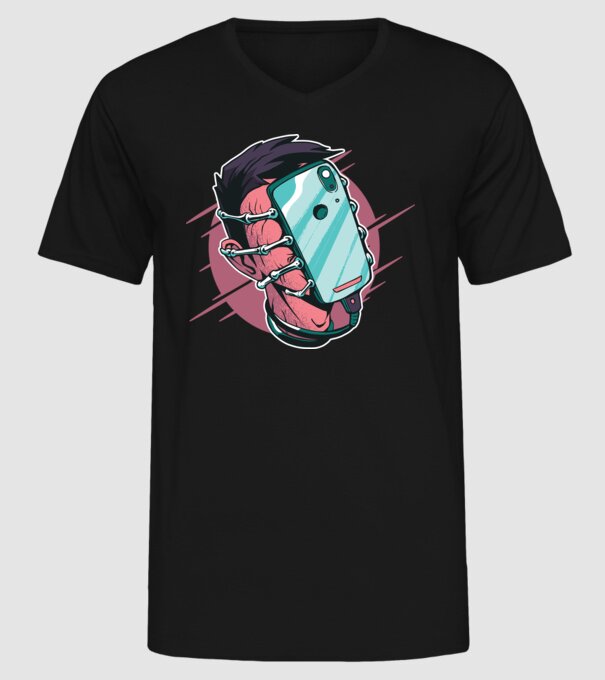 Telefon Facehugger tricou amuzant model negru pe tricou