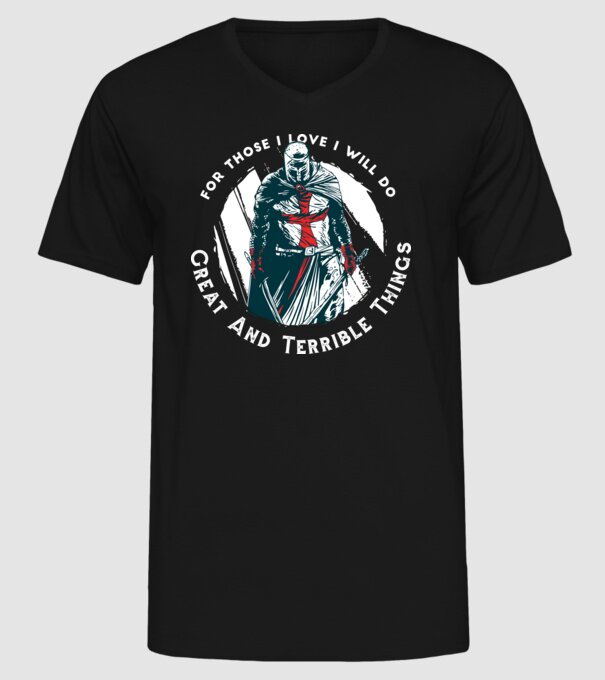 Cavaler Templier model negru pe tricou