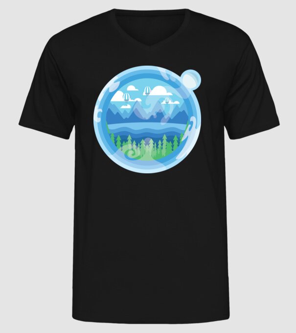 Natură model negru pe tricou
