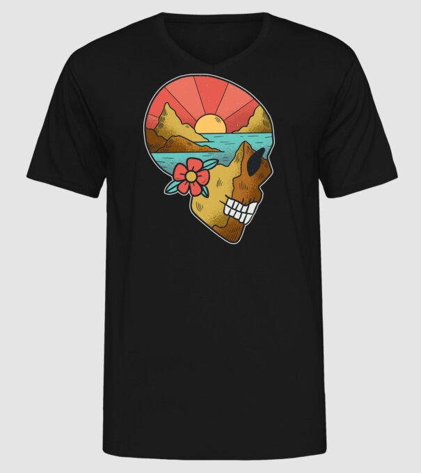Natură Craniu model negru pe tricou