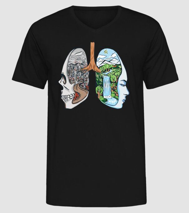 Natură Plămâni imagine model negru pe tricou