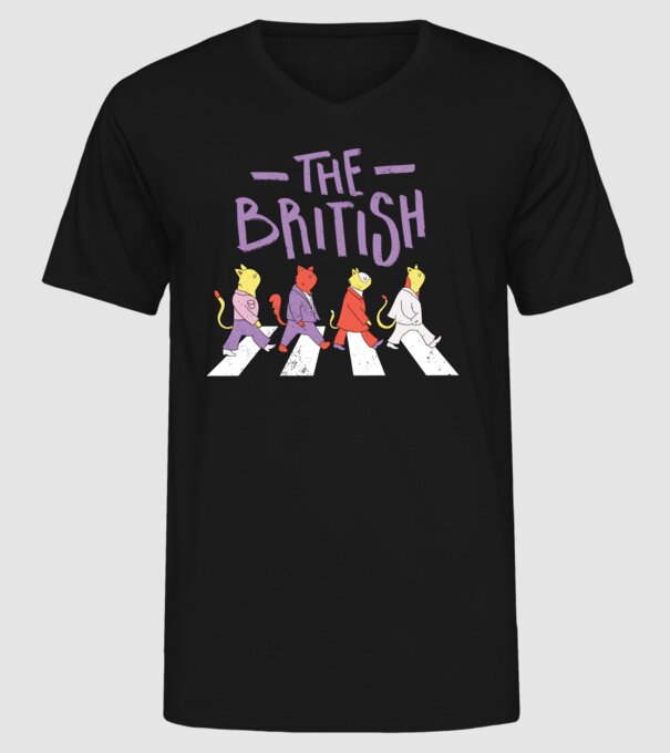 The British Pisicuțe model negru pe tricou