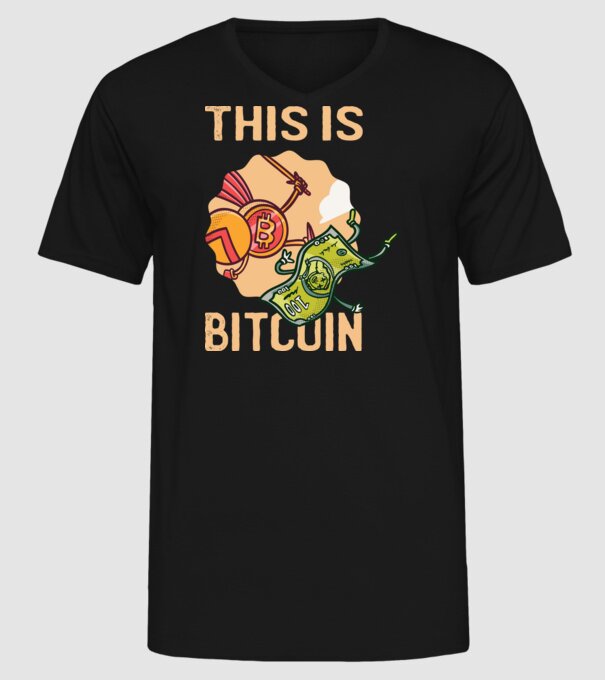 This is Bitcoin model negru pe tricou