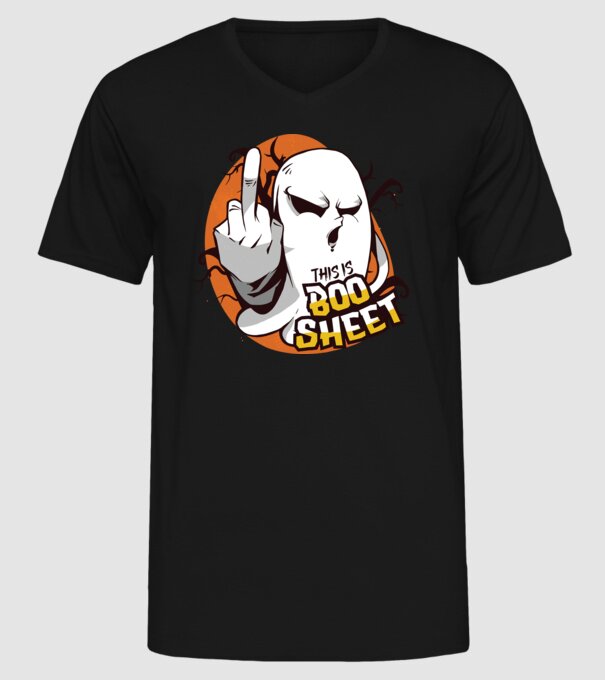 This is Boo Sheet Halloween model negru pe tricou