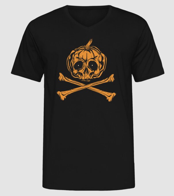 Dovleac craniu Halloween model negru pe tricou
